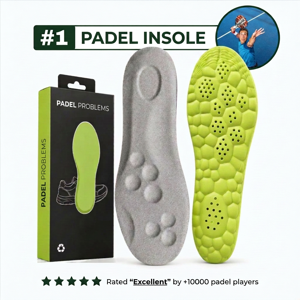 Third Set padel insole, top and bottom view, with box